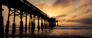 Silhouette of a dock at sunset