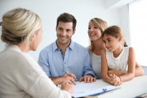 Young family meeting with a lender