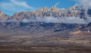 Scenic mountain view with clouds