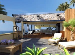 Outdoor patio seating area