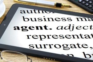 Tablet with "agent" definition on the screen
