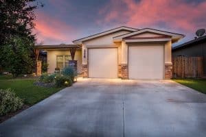 Suburban home at twilight
